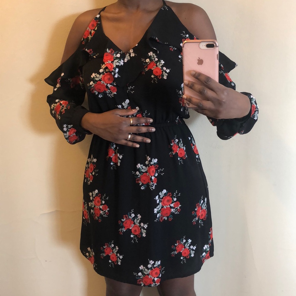 Floral print off-shoulder dress